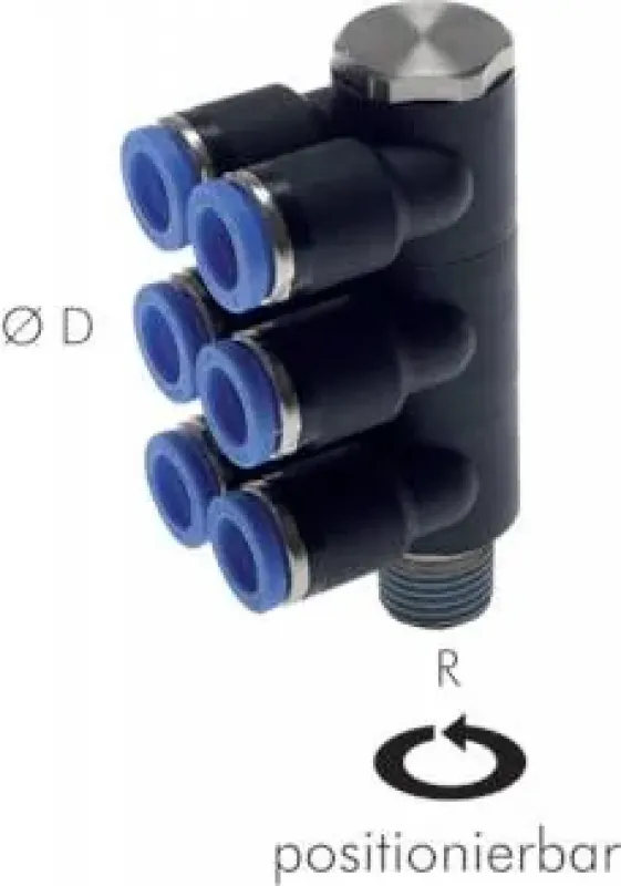 IQS Mehrfachverteiler 6-fach Standard mit konischem Gewinde