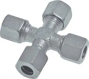 Kreuz-Verschraubungen, Stahl verzinkt, Kreuz-Schneidringverschraubung, alle Größen, Schneidring, Schneidringverschraubung, Reduziereinsatz, Klemmring, Klemmringverschraubung Kreuz-Verschraubungen, Stahl verzinkt, Kreuz-Schneidringverschraubung, alle Größen, Schneidring, Schneidringverschraubung, Reduziereinsatz, Klemmring, Klemmringverschraubung