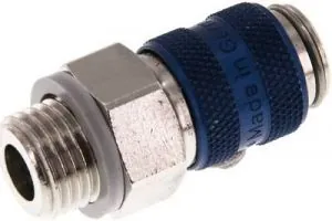 Kupplungsdosen mit Außengewinde, NW 5, Messing vernickelt, Dose, Kupplung, alle Größen mit blauer Schiebehülse Kupplungsdosen mit Außengewinde, NW 5, Messing vernickelt, Dose, Kupplung, alle Größen mit blauer Schiebehülse