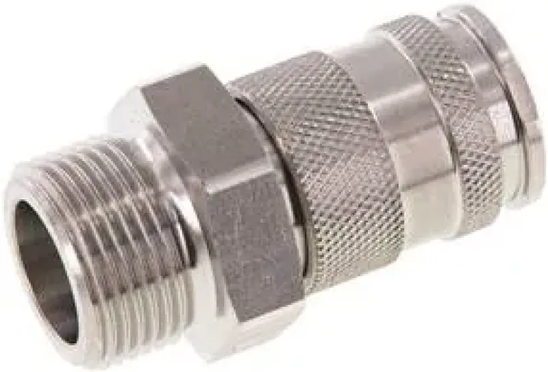 Kupplungsdosen mit Außengewinde, NW 10, Edelstahl 1.4305, verschiedene Größen