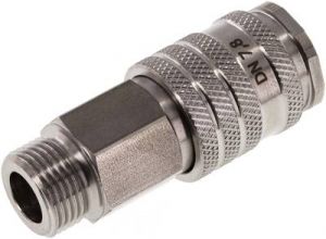 Kupplungsdosen mit Außengewinde, Kugelverriegelung, NW 7,2, Edelstahl 1.4305, alle Größen von www.pneumatikshop-online.de