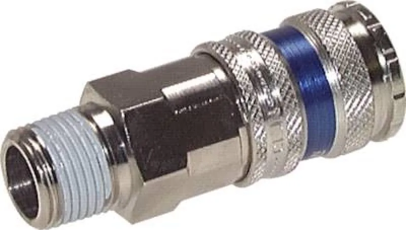 Standard-Druckluft-Kupplungsdose NW 7,2 aus verzinktem Stahl mit Außengewinde