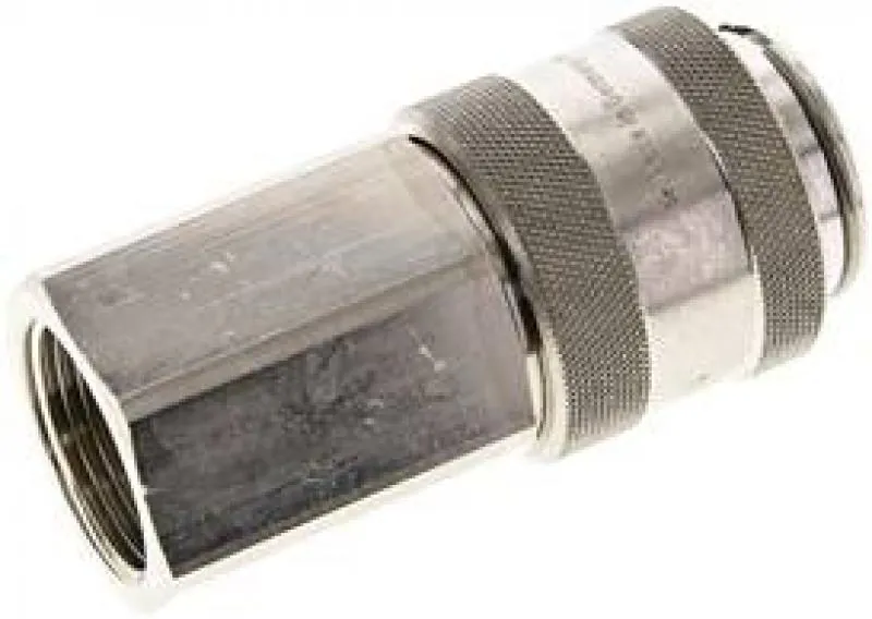 Kupplungsdosen mit Innengewinde, NW 19, Messing vernickelt, alle Größen von www.pneumatikshop-online.de