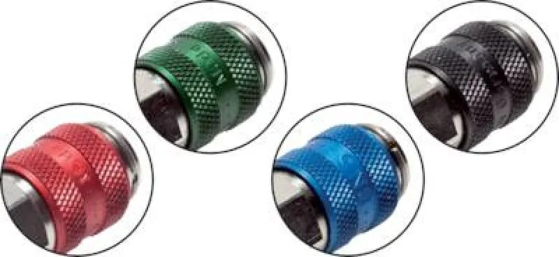 Kupplungsdosen mit Innengewinde, NW 5, Messing vernickelt, mit schwarzer Schiebehülse, alle Größen