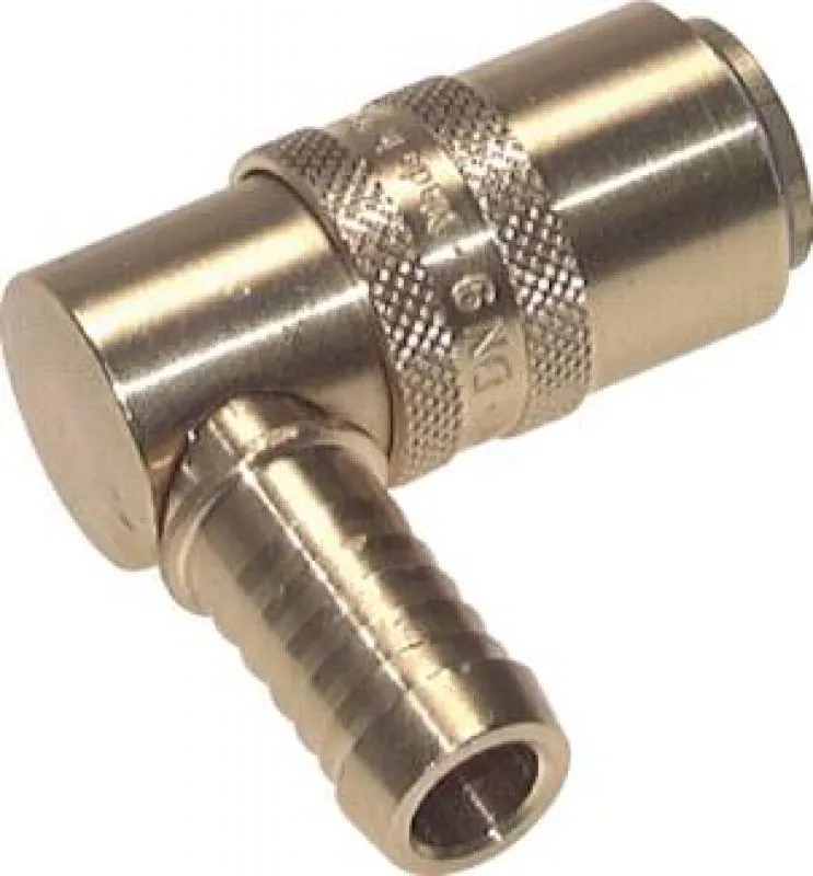 Kupplungsdosen 90° Winkel Schlauchtülle DN9 (13mm Zapfen) OHNE ENTRIEGELUNG, GSP, Messing, alle Größen von www.pneumatikshop-online.de