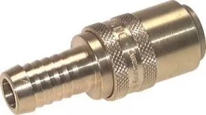 Kupplungsdosen Messing, gerade Schlauchtülle OHNE ENTRIEGELUNG, DN 9 (13 mm Zapfen), Temperierkupplung, GSP, kompatibel zu Hasco,alle Größen,Parker, Hydraulik, Mineralöl, Luft, Wasser, Schmieröl, Schlauch, Druckschlauch, Pneumatik