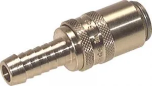 Kupplungsdosen Messing, gerade Schlauchtülle MIT ENTRIEGELUNG, DN 9 (13 mm Zapfen), Temperierkupplung, GSP, kompatibel zu Hasco,alle Größen,Parker, Hydraulik, Mineralöl, Luft, Wasser, Schmieröl, Schlauch, Druckschlauch, Pneumatik