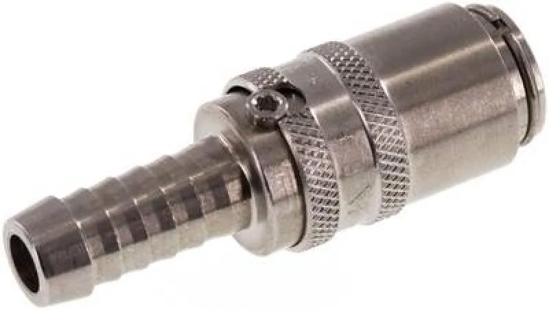 Kupplungsdosen mit Schlauchtülle DN6 (9mm Zapfen) MIT ENTRIEGELUNG, GSP, Edelstahl 1.4305, alle Größen von www.pneumatikshop-online.de