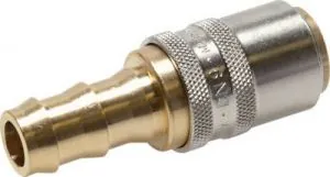 Kupplungsdosen Messing, gerade Schlauchtülle OHNE ENTRIEGELUNG, DN 9 (13 mm Zapfen), Temperierkupplung, GSP, kompatibel zu Hasco,alle Größen,Parker, Hydraulik, Mineralöl, Luft, Wasser, Schmieröl, Schlauch, Druckschlauch, Pneumatik