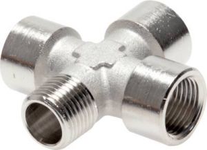 Kreuz-Stücke Messing vernickelt (innen / innen / innen / außen) PN 16, alle Größen von www.pneumatikshop-online.de