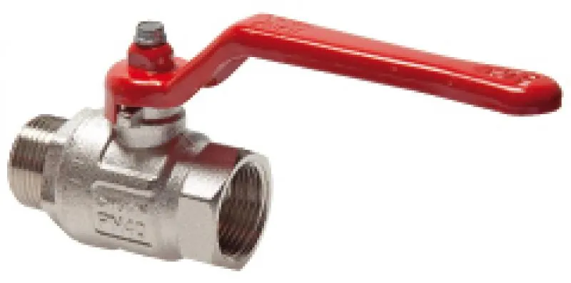 Einschraub-Kugelhahn 2-teilig kurze Bauform IG/AG Messing vernickelt voller Durchgang 25–50 bar alle Größen