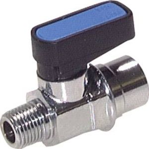 Mini-Kugelhähne mit Knebelgriff, Messing verchromt, PN 10, alle Größen