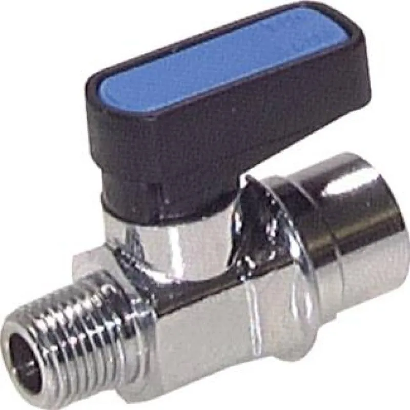 Kompakter Kugelhahn Messing verchromt mit Knebelgriff für Heizung und Sanitär