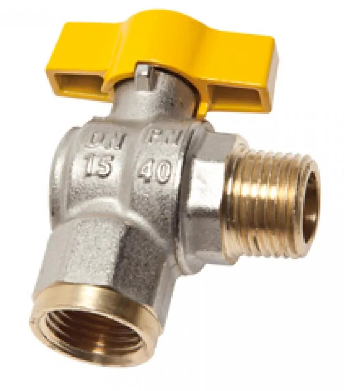 Einschraub-Winkel-Kugelhahn Messing vernickelt DVGW geprüft PN 40 alle Größen