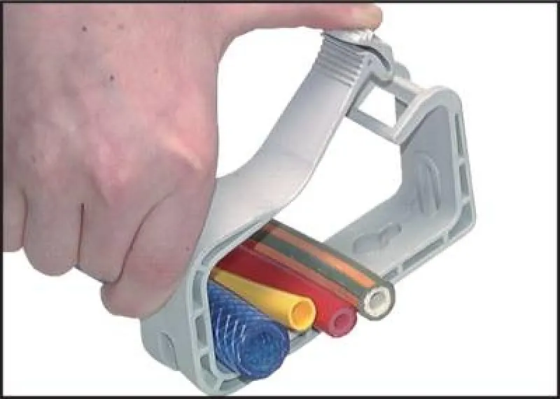 Anwendungsbeispiel Sammelhalterung für Pneumatik- und Industrieschläuche