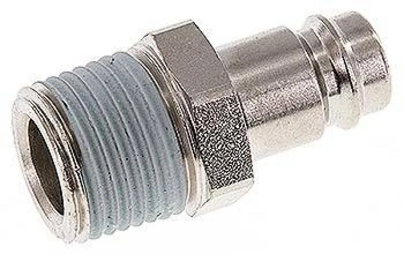Kupplungsstecker mit Außengewinde, NW 10, Stahl gehärtet & vernickelt, alle Größen von www.pneumatikshop-online.de