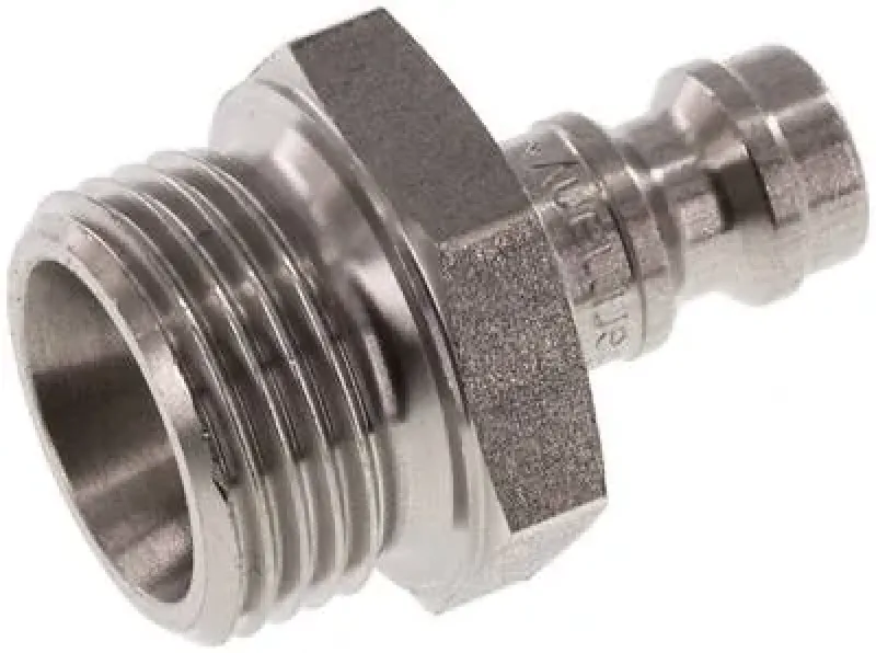 Kupplungsstecker NW 5 aus massivem Edelstahl 1.4305 mit Außengewinde