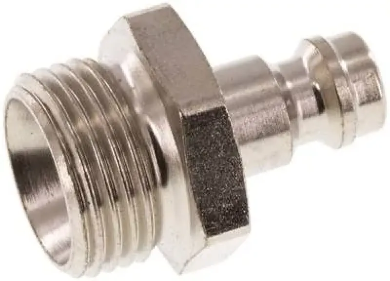 Kupplungsstecker NW 5 aus massivem gehärtetem und vernickeltem Stahl mit Außengewinde