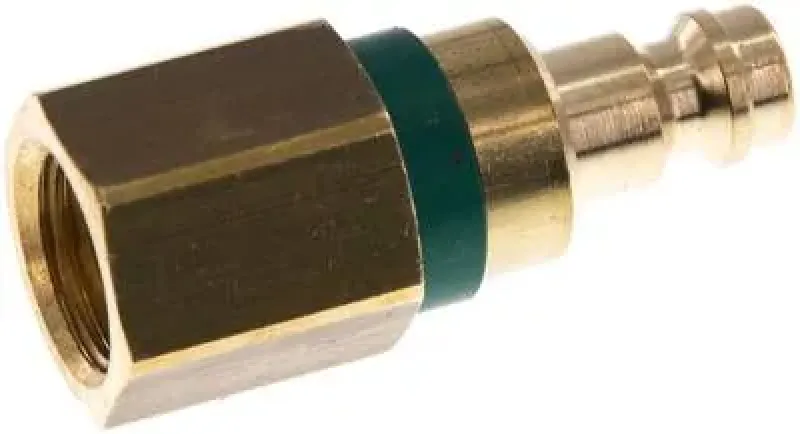 Kupplungsstecker mit Innengewinde, NW 5, Messing, mit grüner Farbmarkierung, alle Größen von www.pneumatikshop-online.de