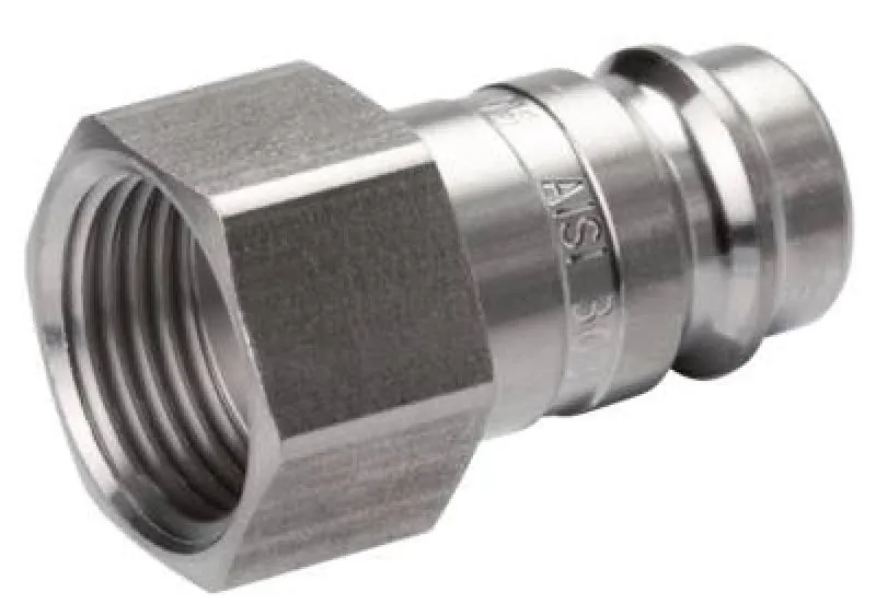 Kupplungsstecker mit Innengewinde, NW 10, Messing vernickelt, beidseitg absperrend, alle Größen von www.pneumatikshop-online.de