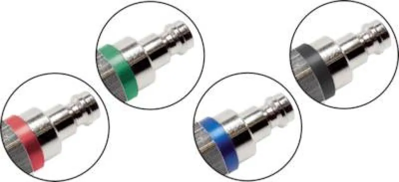 Kupplungsstecker mit Überwurfmutter & Schottgewinde, NW 5, Messing, mit blauer Farbmarkierung, alle Größen