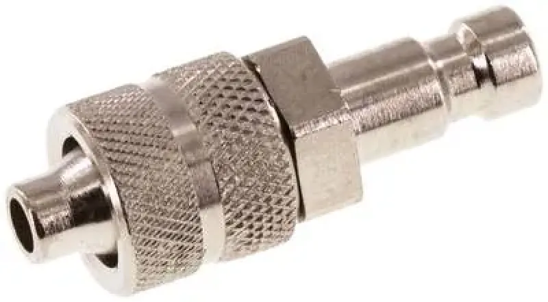 Pneumatik-Kupplungsstecker NW 2,7 mit Überwurfmutter aus vernickeltem Messing