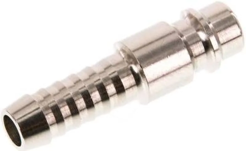 Kupplungsstecker NW 7,2 aus massivem Messing vernickelt mit Schlauchtülle