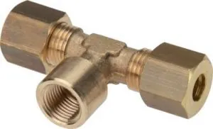 T-Verschraubungen Messing mit zylindrischem Innengewinde, Klemmringverschraubung, alle Größen, Klemmring, Luft, Pneumatik, Rohr