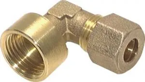 Winkelverschraubungen Messing mit zylindrischem Innengewinde, Klemmringverschraubung, alle Größen, Klemmring, Luft, Pneumatik, Rohr