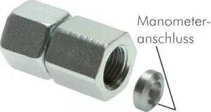 Manometerverschraubungen mit Dichtkegel (zum Aufschrauben auf eine Verschraubung), Stahl verzinkt, alle Größen, Schneidring, Schneidringverschraubung, Reduziereinsatz, Klemmring, Klemmringverschraubung Manometerverschraubungen mit Dichtkegel (zum Aufschrauben auf eine Verschraubung), Stahl verzinkt, alle Größen, Schneidring, Schneidringverschraubung, Reduziereinsatz, Klemmring, Klemmringverschraubung