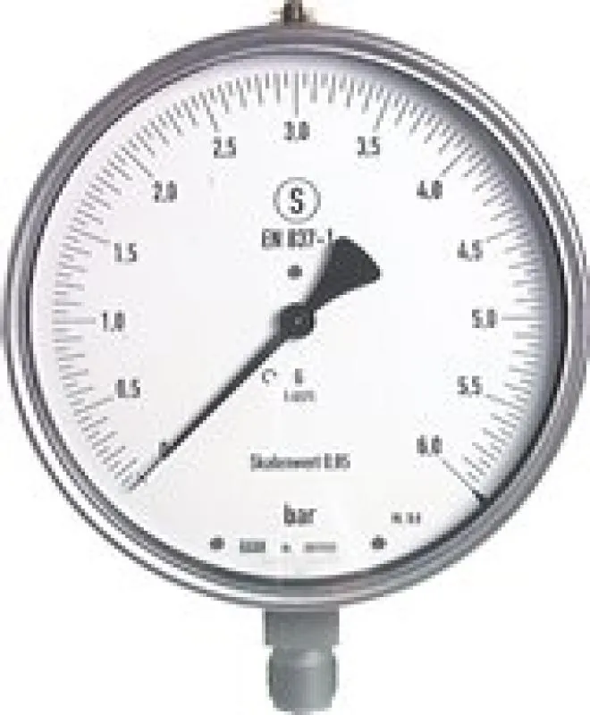 WIKA Feinmess-Sicherheitsmanometer Ø 160 mm, Klasse 0.6 mit Sicherheitsfront und Anschluss unten