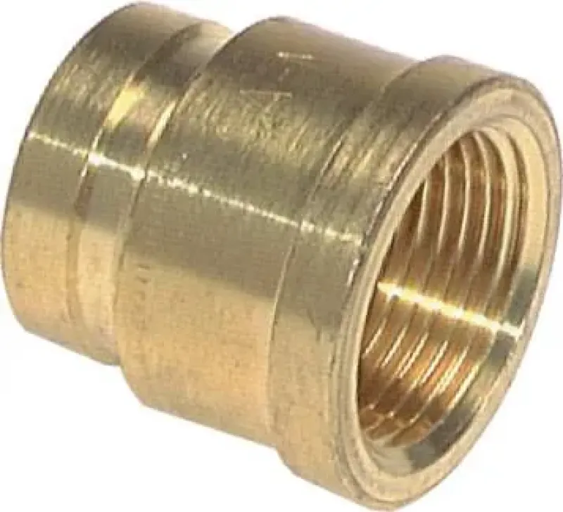 Detailansicht Innengewinde und runde Kontur Messingmuffe blank