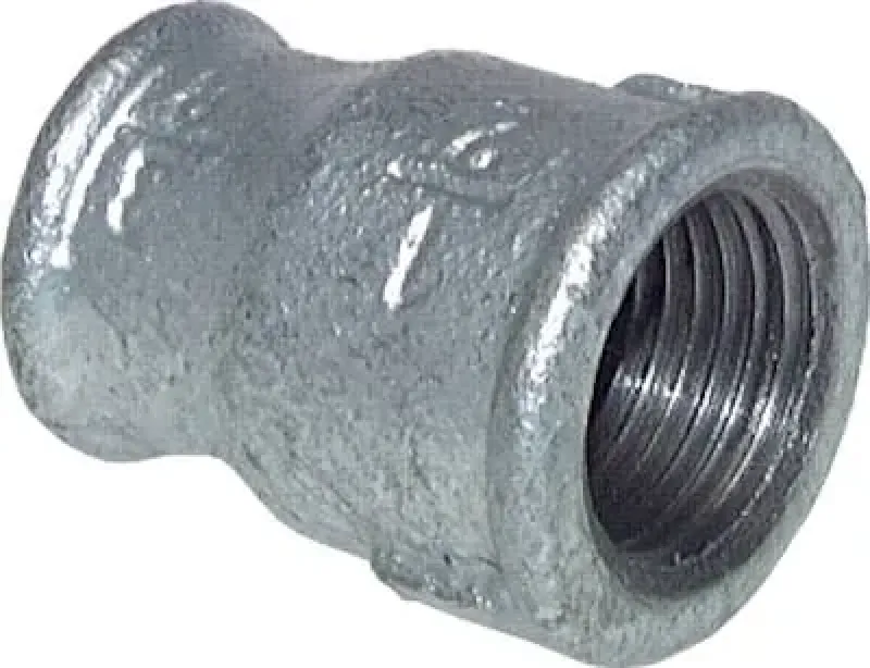 Detailansicht Innengewinde und runde Kontur Tempergussmuffe verzinkt