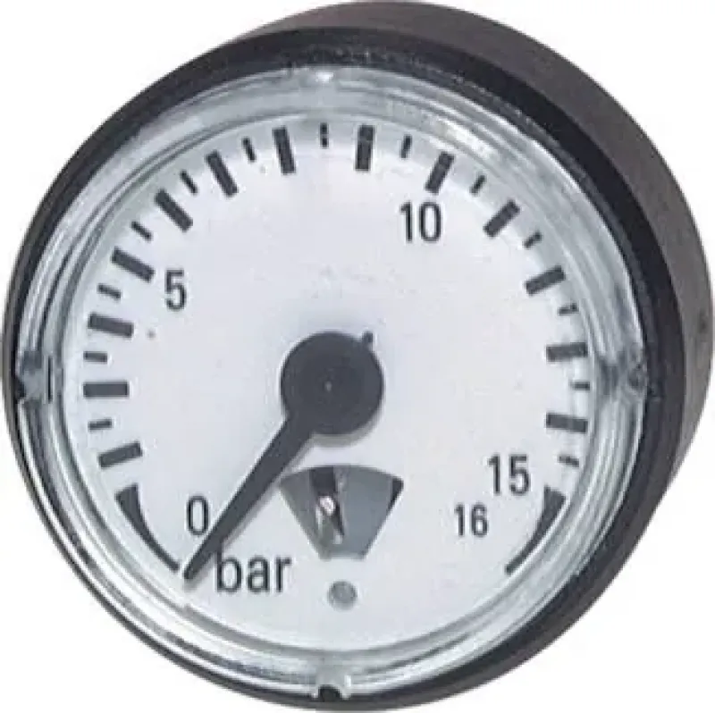 Detailaufnahme 1 eines Ø 27 mm Manometers mit Anschlussgewinde hinten