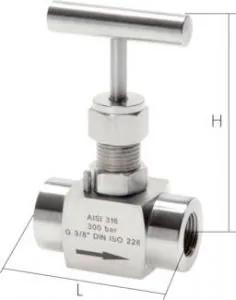 Edelstahl-Nadel-Absperrventile, IG, PN 300 (Eco-Line), Absperrventil, Ventil, Nadelventil, alle Größen