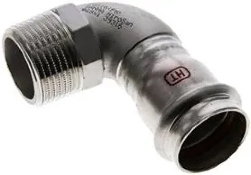 Winkel 90° mit Innenpressende & Außengewinde, Edelstahl, alle Größen