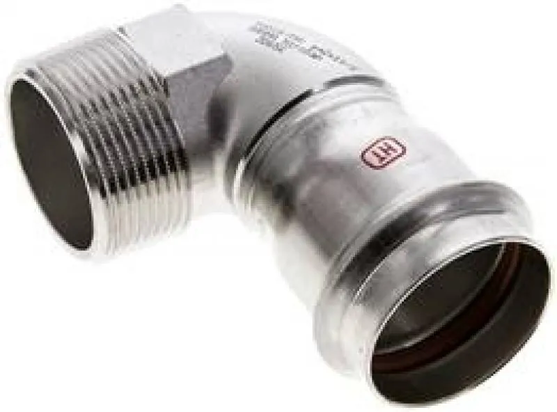 Winkel 90° mit Innenpressende & Außengewinde, Edelstahl, alle Größen