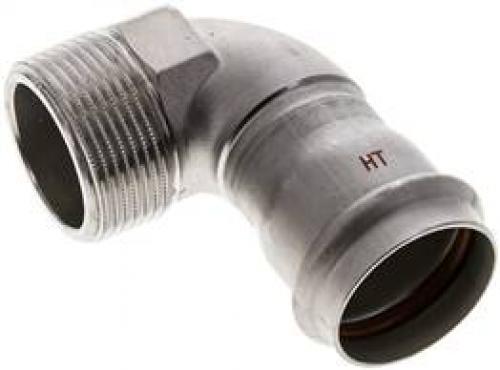 Winkel 90° mit Innenpressende & Außengewinde, Edelstahl, alle Größen