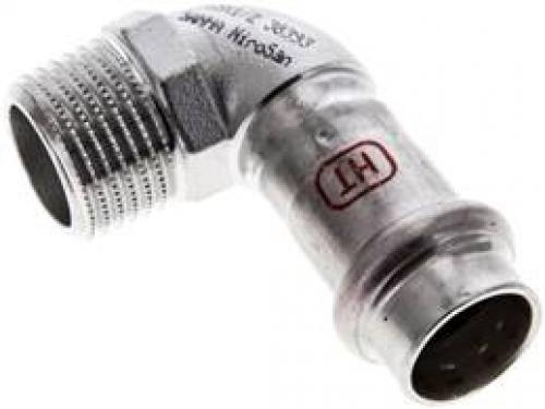 Winkel 90° mit Innenpressende & Außengewinde, Edelstahl, alle Größen