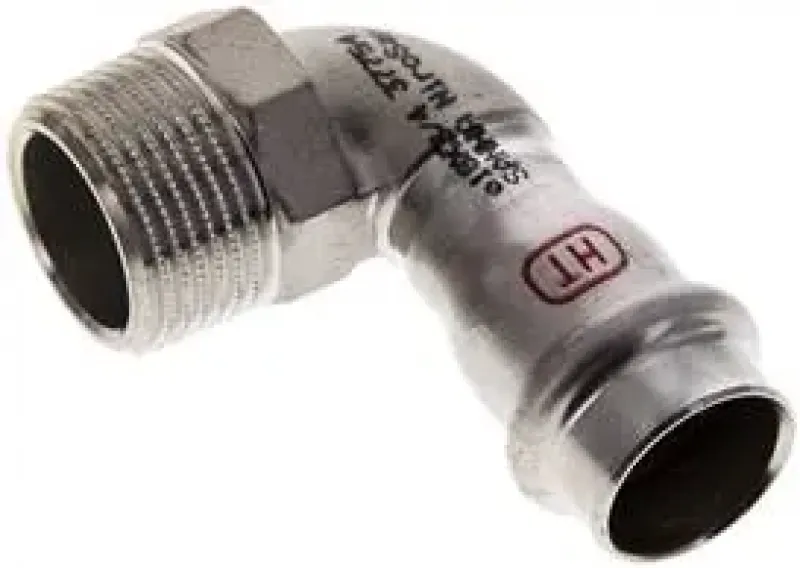 Winkel 90° mit Innenpressende & Außengewinde, Edelstahl, alle Größen