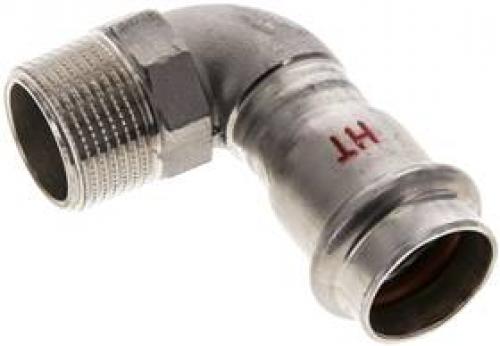 Winkel 90° mit Innenpressende & Außengewinde, Edelstahl, alle Größen