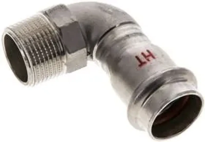 Winkel 90° mit Innenpressende & Außengewinde, Edelstahl, alle Größen