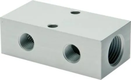 Verteilerleiste doppelseitig, PN 16, Verteilerblock, Verteiler, Leiste, Aluminium, Druckluftverteiler