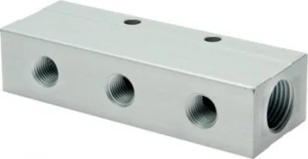 Verteilerleiste doppelseitig, PN 16, Verteilerblock, Verteiler, Leiste, Aluminium, Druckluftverteiler