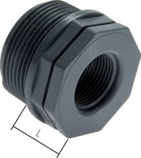 Reduziernippel aus PP (Polypropylen*), mit zylindrischem Außen- und Innengewinde PN 10, alle Größen von www.pneumatikshop-online.de