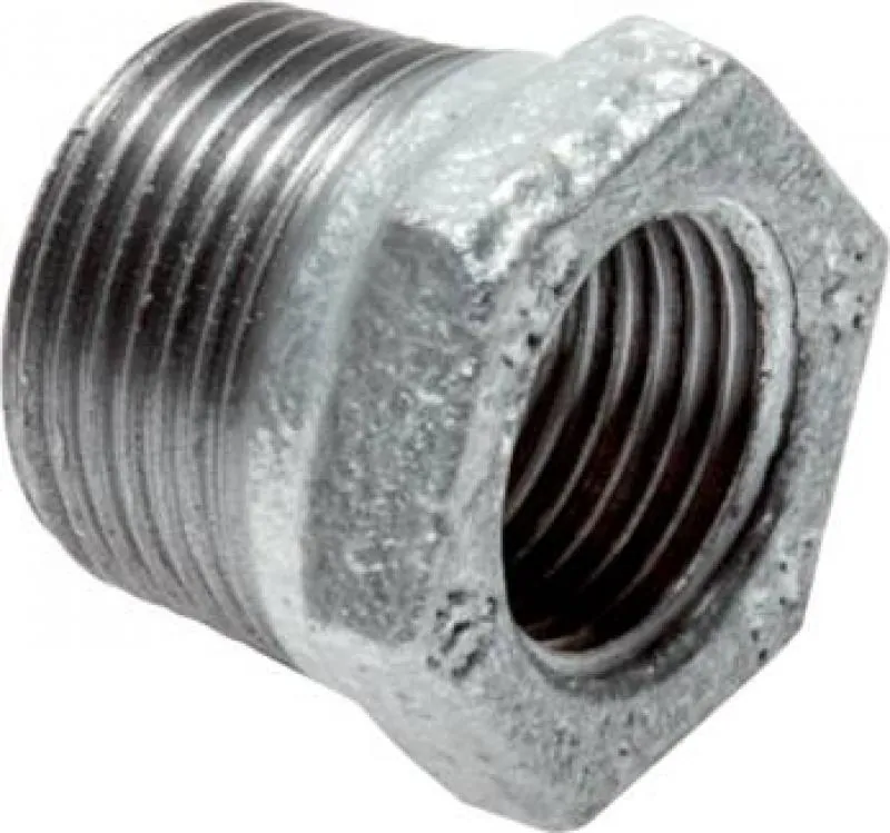 Reduziernippel aus verzinktem Temperguss mit konischem Außen- und zylindrischem Innengewinde