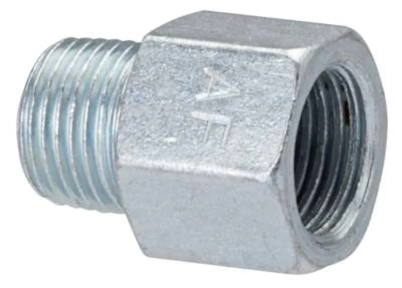 Reduziernippel aus Stahl verzinkt R-Gewinde auf metrisches Gewinde Adapter 100 bar