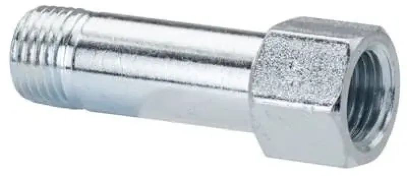 Detailansicht des konischen R-Gewindes und des metrischen Innengewindes am V4A-Fitting