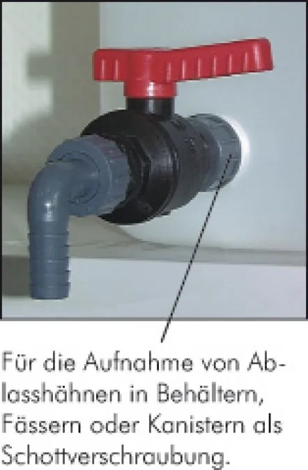 Schottverschraubungen (kein Innengewinde), PN 10, Polypropylen