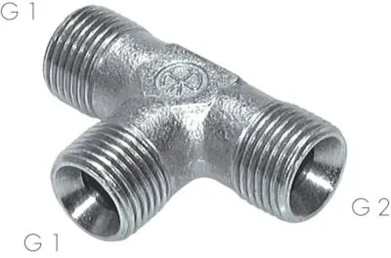 Hochdruck T-Verschraubung aus verzinktem Stahl mit 60° Universaldichtkegel (bis 475 bar)